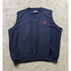 Cutter Buck Auburn University Tigers Sweater Vest Navy Knit Cozy Grandpacore XL